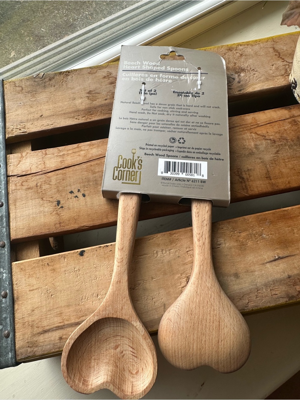 Cook's Corner Beech Wood Heart Shaped Spoons - New - Picture 4 of 5